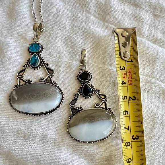 925 HIGHVIBE Owyhee Opal Topaz Onyx Necklace Pendant - Picture 3 of 9